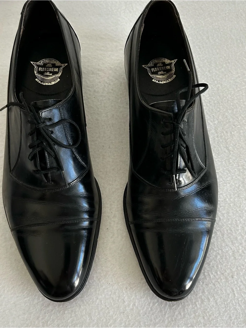 Vintage Florsheim Cap Toe Oxford Black Shoes Men's Size US 9B